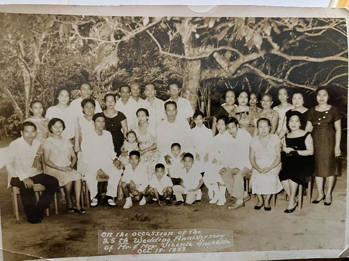 The Inocalla family at the 25th wedding anniversary of Mr. and Mrs. Vicente Inocalla, 18 October 1959