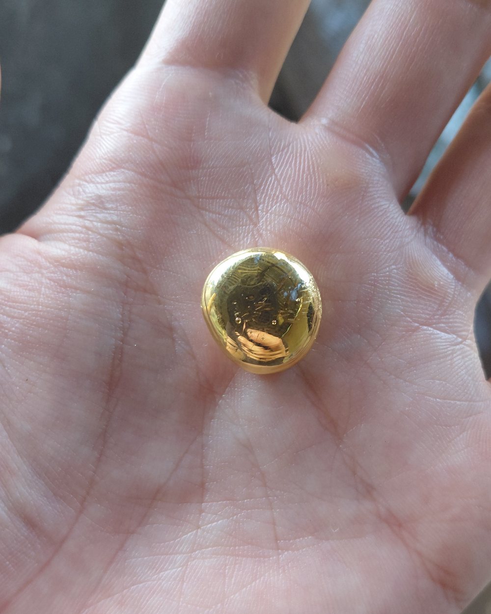 Gold recovered from ore mined here, after processing
